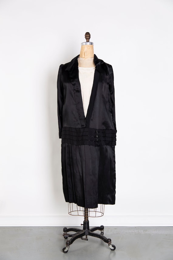 Black Satin 1920s Dress