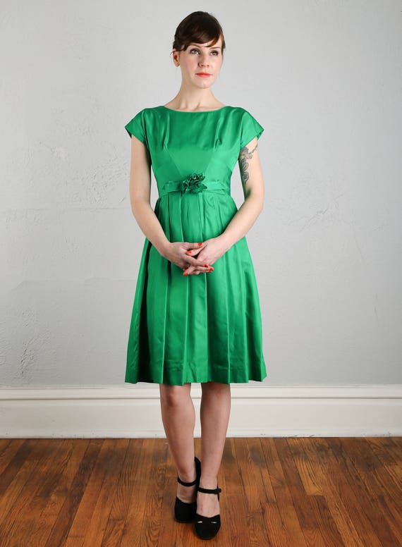 Green Taffeta Dress . XS