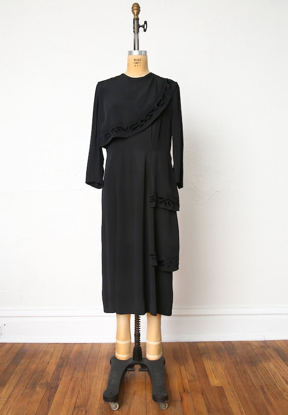 SALE Antique Black Dress Velvet Accents - image 2