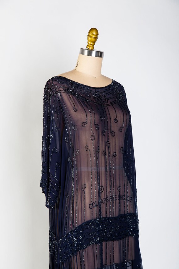 1920s Silk Beaded Gown Dress Gem