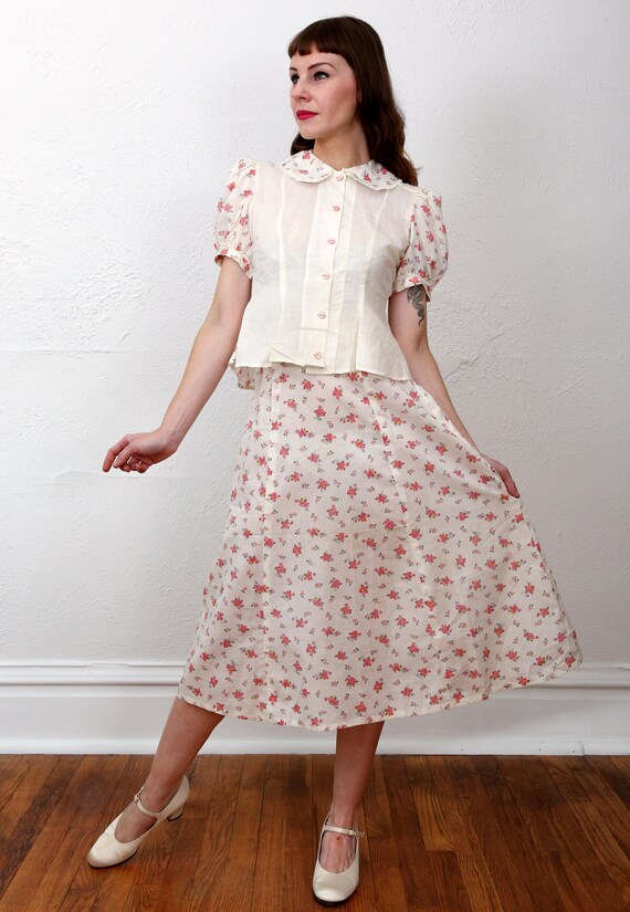 Top & Skirt Matching Floral Print SMALL - image 3