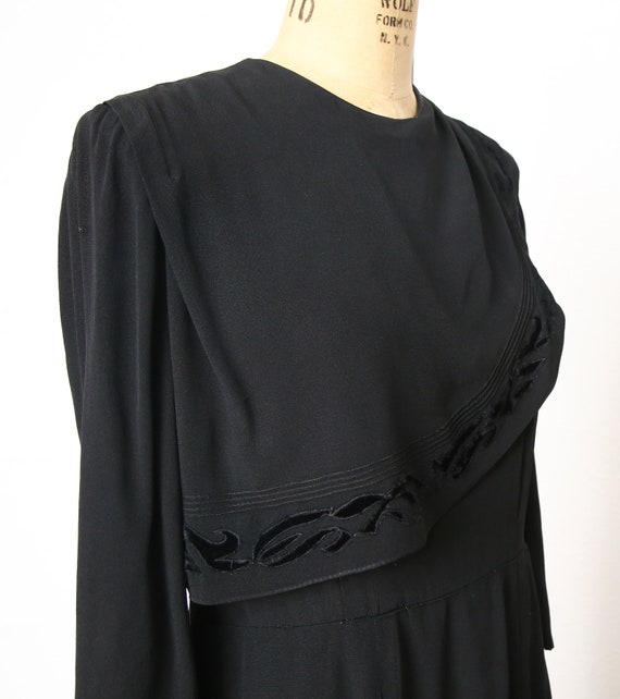 SALE Antique Black Dress Velvet Accents - image 3