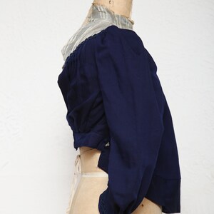 SALE 1800s Navy Blue Top . Antique Blouse image 5