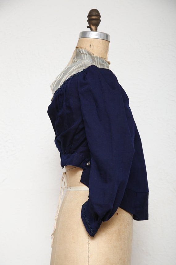 SALE 1800s Navy Blue Top . Antique Blouse - image 5