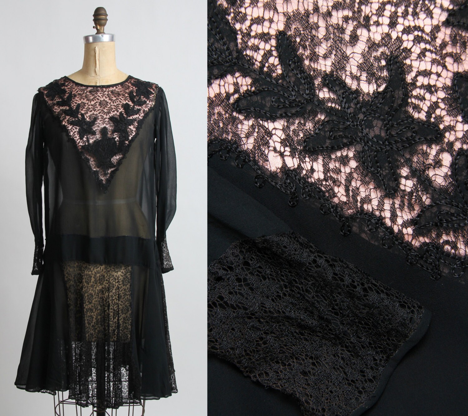 1920s Lace Dress FLAPPER GOWN - Etsy