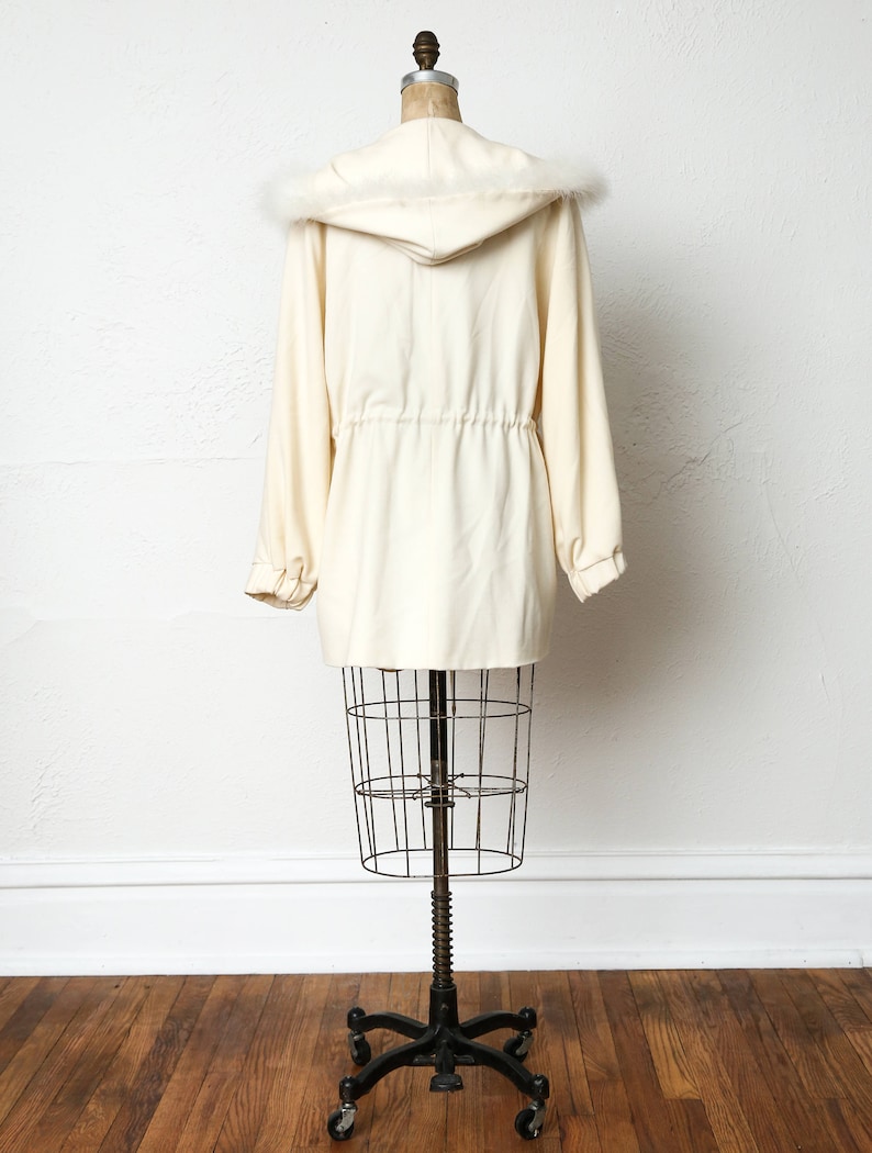 White Wool /& Feather Hooded Jacket