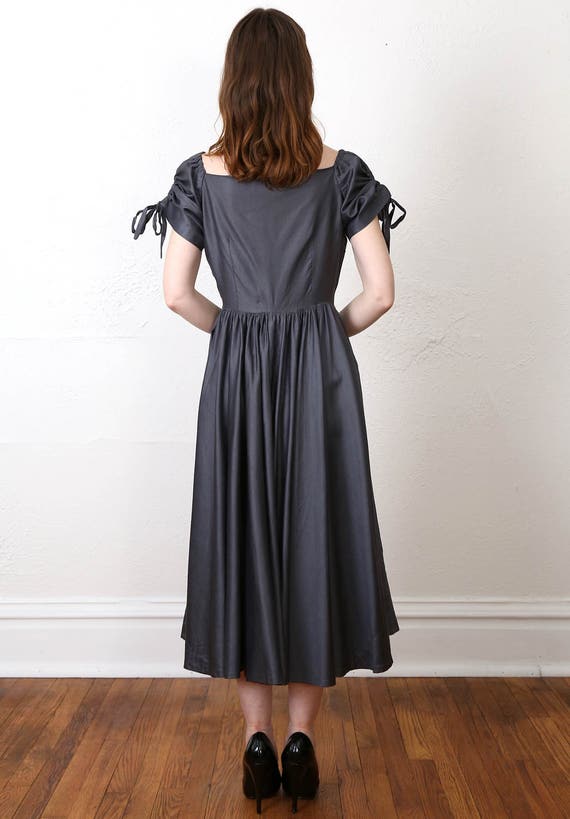 1950s Dress . Gunmetal Grey . Mid Century Gown - image 5