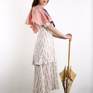 SALE Edwardian Gown & Cape . Antique Polka Dot 1910s Dress in Cotton . Titanic. image 3