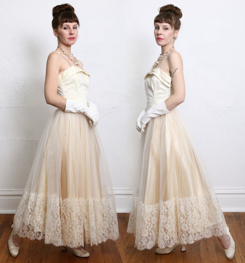 1950s Champagne Party Dress
