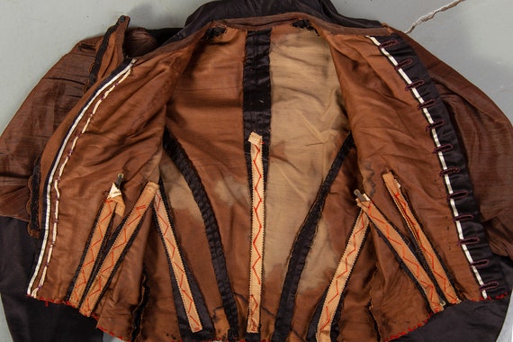 1890s Victorian Silk Top Black and Brown XS - image 9