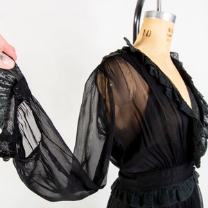 Antique 2Pc Black Negligee Robe Set image 9