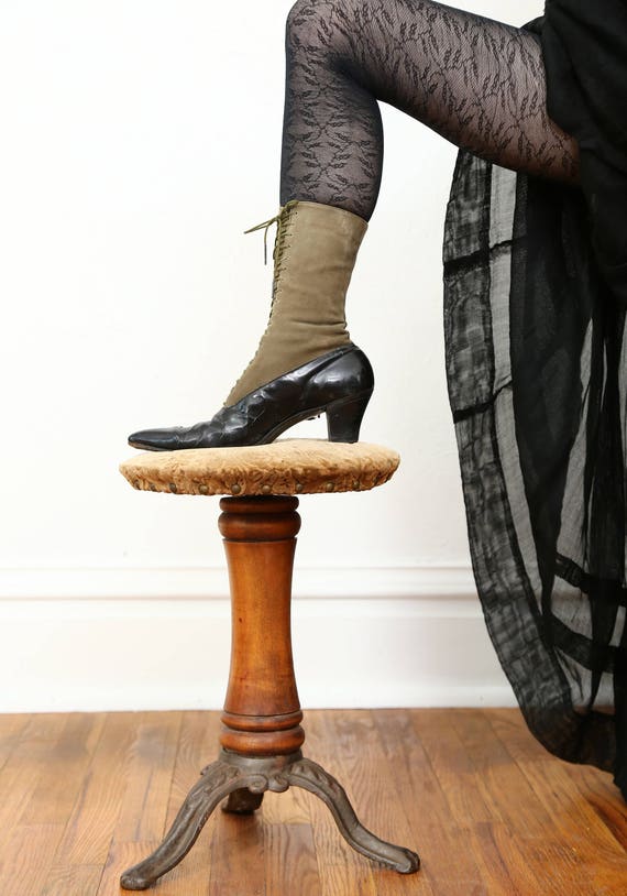 SALE 1800s Victorian Suede Boots Calf Length - image 6