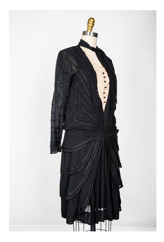 1920s Silk Flapper Dress Black White Tuxedo - image 2