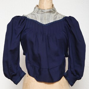 SALE 1800s Navy Blue Top . Antique Blouse image 9