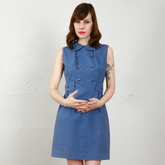 1960s MOD Blue Dress