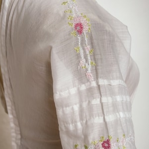 Embroidered Antique Top 1910s Cotton Blouse image 3