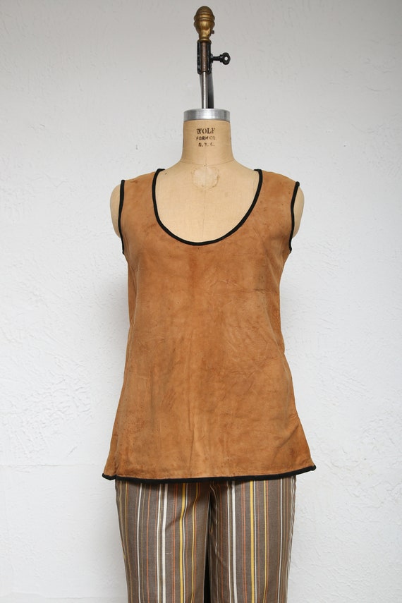 Suede Shirt Tank Top . 60s Hippie Boho Tunic