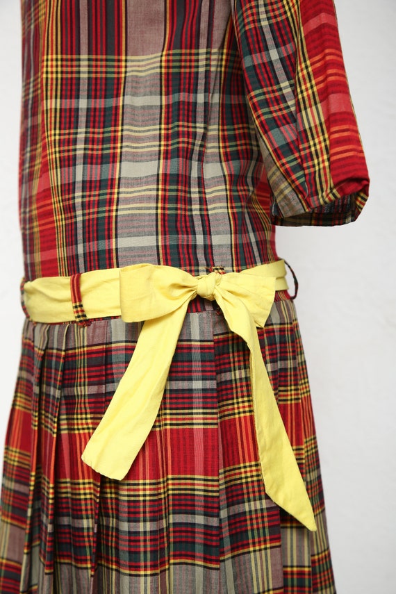 Plaid Dress with Sash . Handmade Vintage - image 5