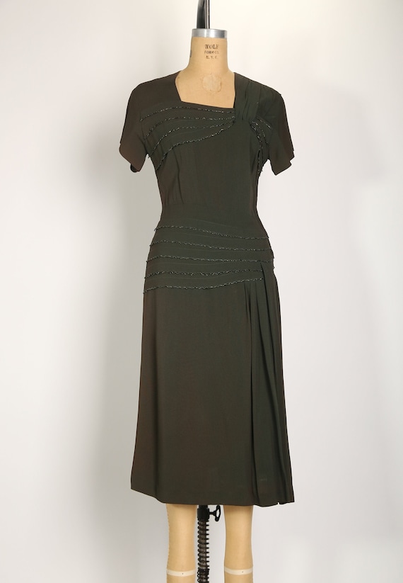 1940s Green Shimmer Dress
