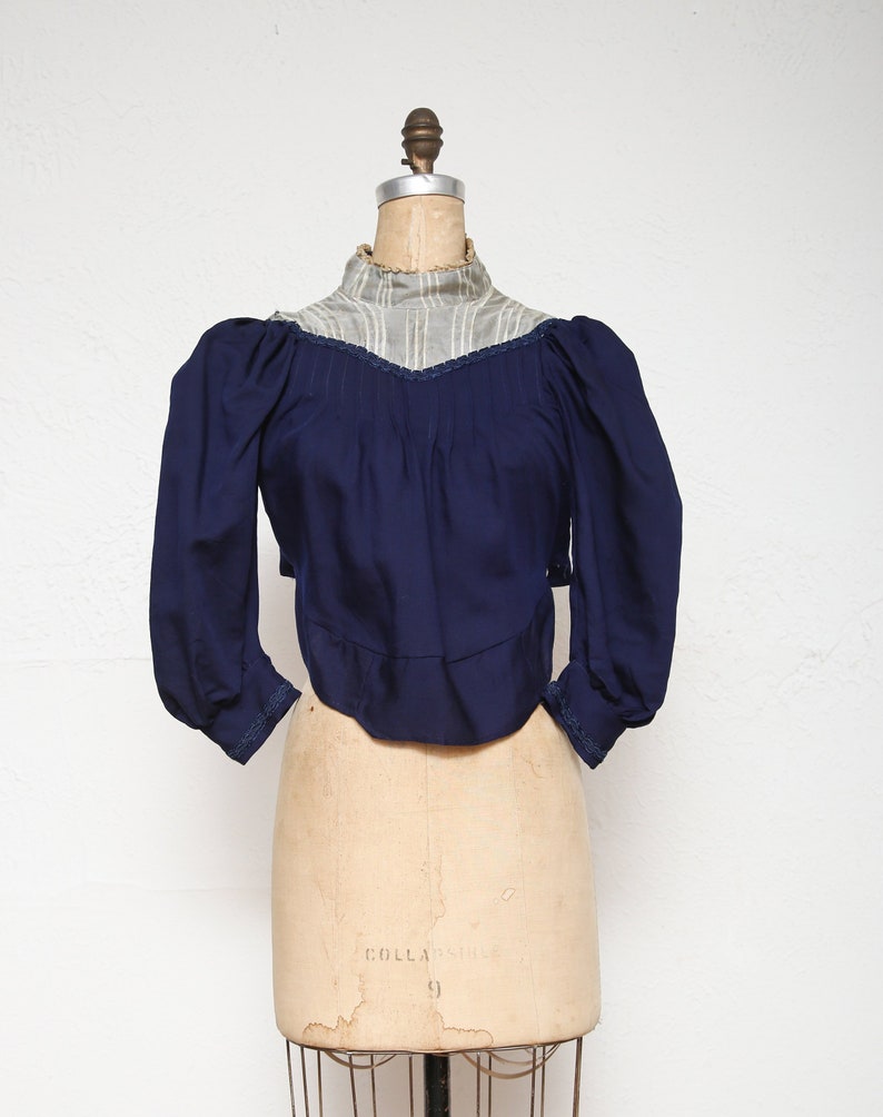 SALE 1800s Navy Blue Top . Antique Blouse image 1