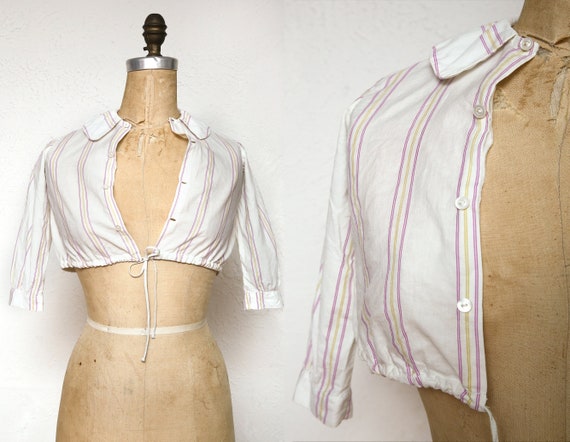 Antique Crop Top 1910s Cotton Blouse - image 1