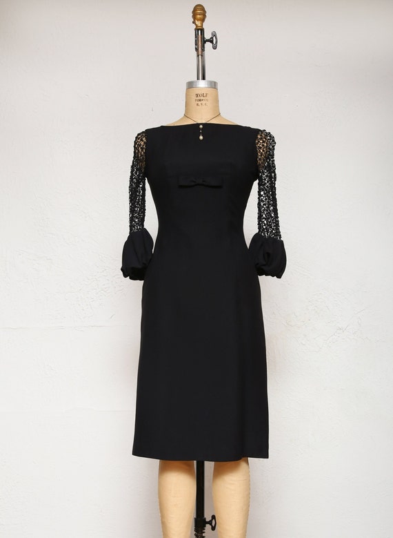 SALE 1960s Bell Cuff LBD Black Cocktail Dress - image 2