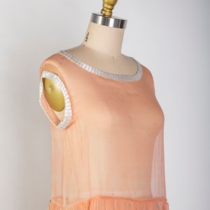 1920s Pink Slip Dress Sheer Beaded Sleeveless Gown image 3