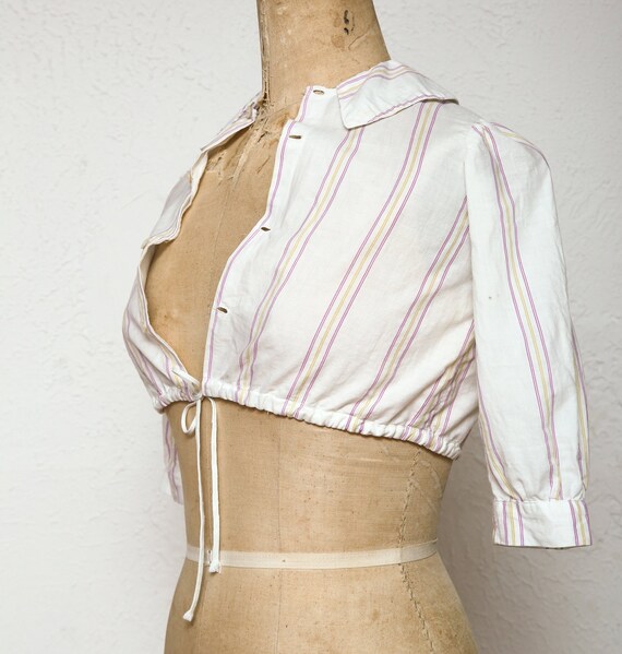 Antique Crop Top 1910s Cotton Blouse - image 7