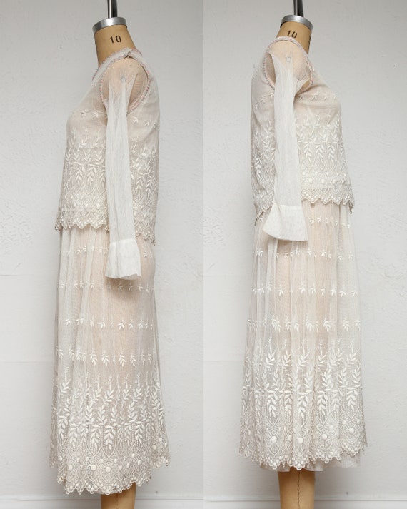 1910s 2pc Gown and Top . Beads Embroidery Tulle - image 8