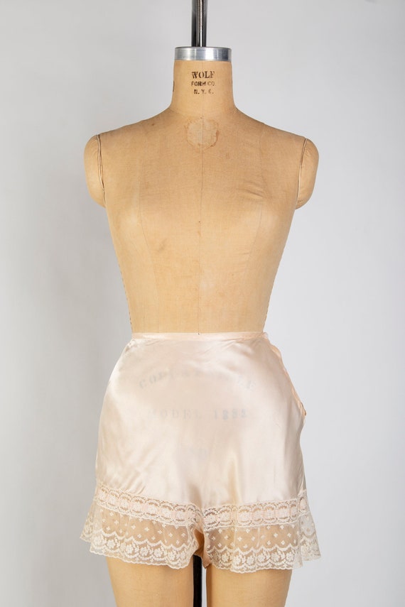 Antique Tap Shorts . Lace Trim Satin Panties