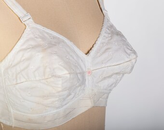 Mid Century White Bullet Bra . MEDIUM