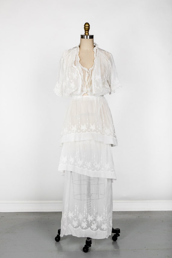 1900s Edwardian Gown White Cotton Dress