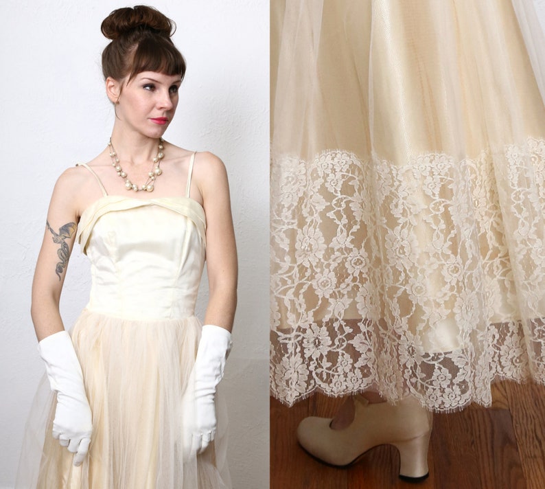 1950s Champagne Party Dress