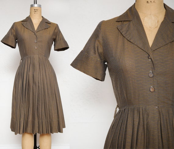 Brown Pin Stripe Dress . Shirtwaist