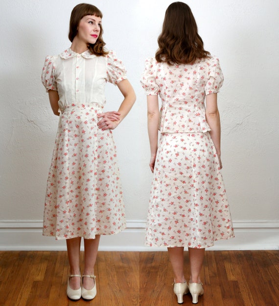 Top & Skirt Matching Floral Print SMALL