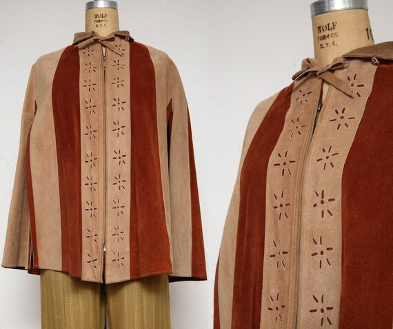 Suede Cape . Vintage Poncho