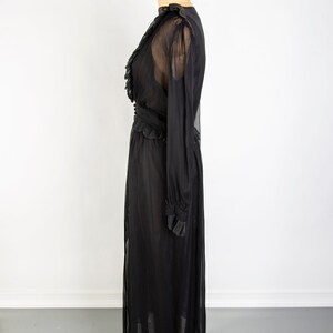 Antique 2Pc Black Negligee Robe Set image 6