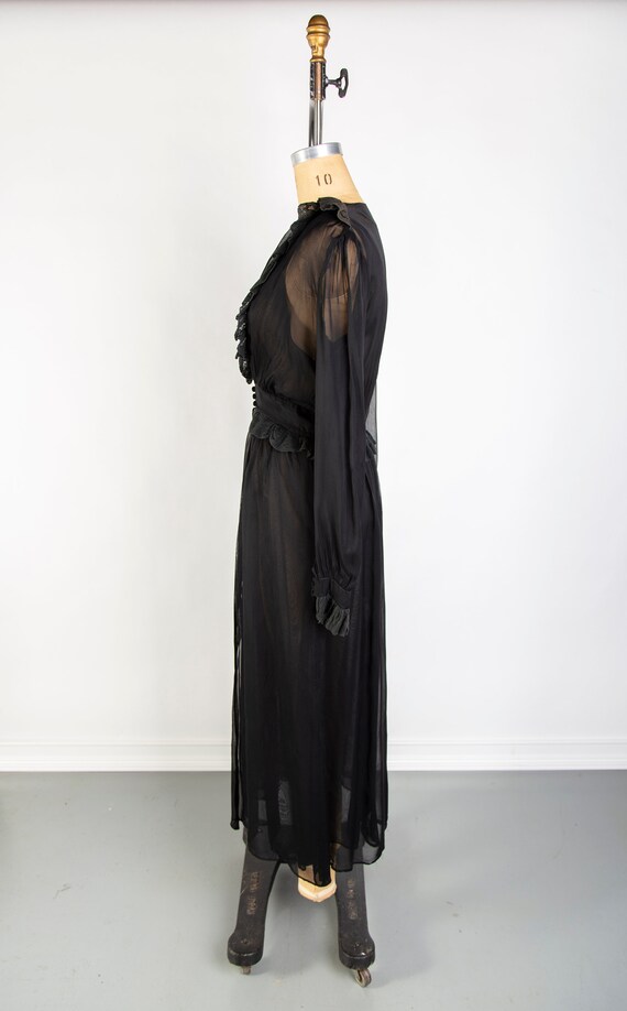 Antique 2Pc Black Negligee Robe Set - image 6