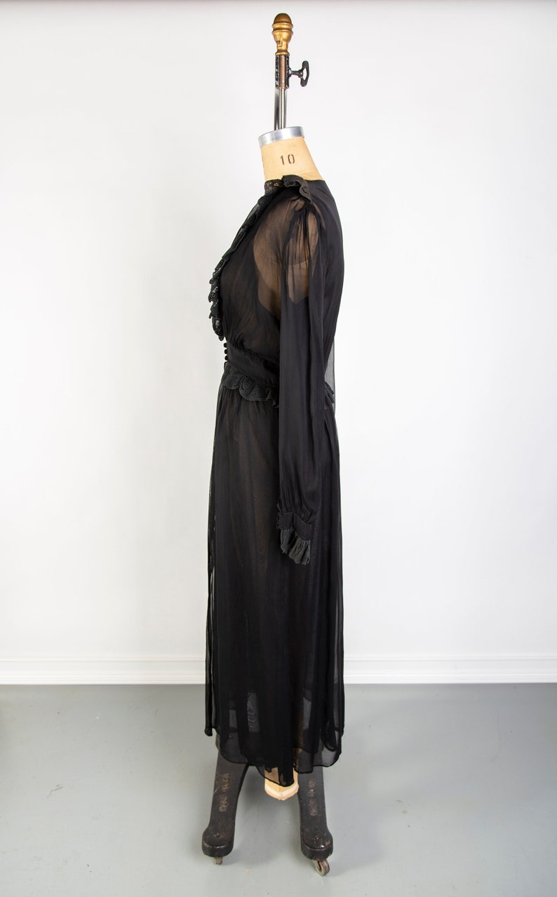 Antique 2Pc Black Negligee Robe Set image 6