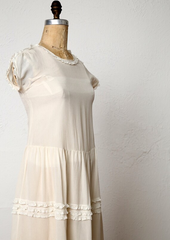 SALE Antique White Ruffle Dress - image 4