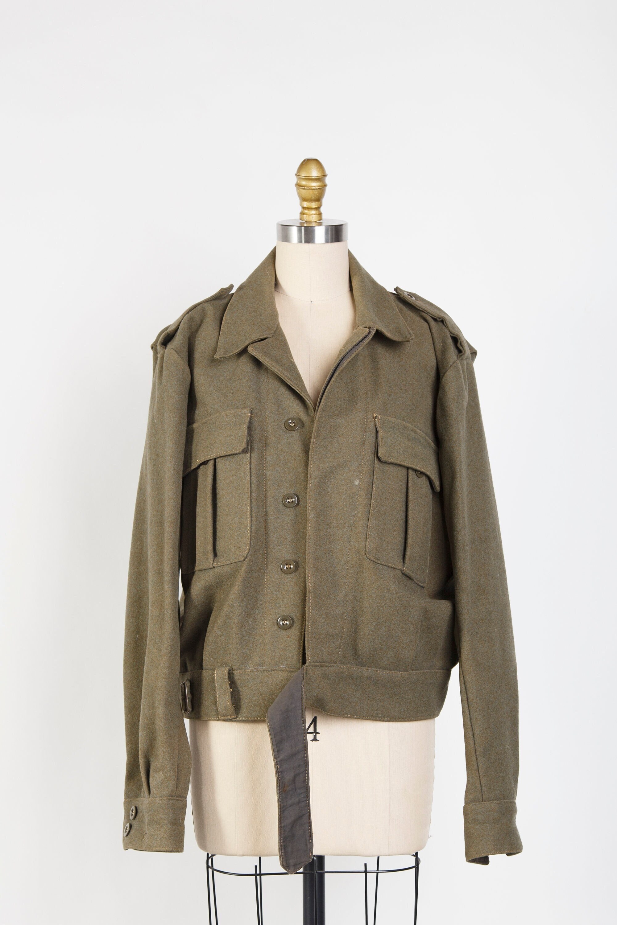 SALE 1950s Green Khaki Military Style Jacket Mid Century Coat - Etsy