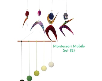 Montessori Baby Mobile Set, Dancer and Gobbi Mobile, Newborn baby gift, Baby shower gift, Montessori mobile set