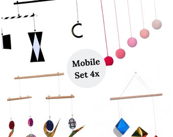 Montessori Set of 4x, Montessori Mobile Set, Montessori Baby, Newborn Montessori, Hanging Mobile, Ready to hang mobiles