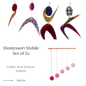 Montessori Mobile Set of 2x, Dancer Mobile, Gobbi Mobile, Newborn Montessori Mobile, Mobile Baby