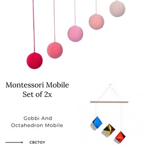 Montessori mobile, Set of 2x, Gobbi Mobile, octahedron mobile, hanging mobile baby, montessori educational toy