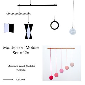Montessori Mobile Set, Set of 2x, Munari Mobile, Gobbi Mobile, Montessori bebe, Montessori newborn