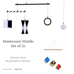Montessori Mobile Set 2x, Montessori Set, Munari Mobile, Octahedron Mobile, Newborn Montessori, Hanging Mobile