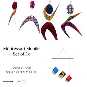 Montessori Mobile Set of 2x, Dancer Mobile, Octahedron Mobile, Montessori Baby, Newborn Montessori