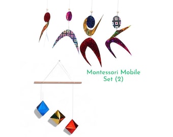 Montessori Baby Mobile Set, Dancer and Octahedron Mobile, Newborn baby montessori mobile, Baby gift