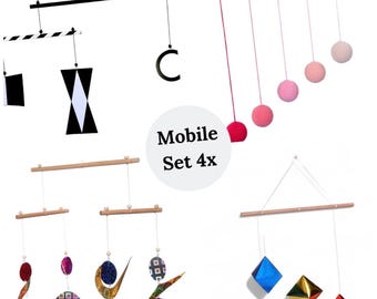 Montessori Set of 4x, Montessori Mobile Set, Montessori Baby, Newborn Montessori, Hanging Mobile, Ready to hang mobiles,